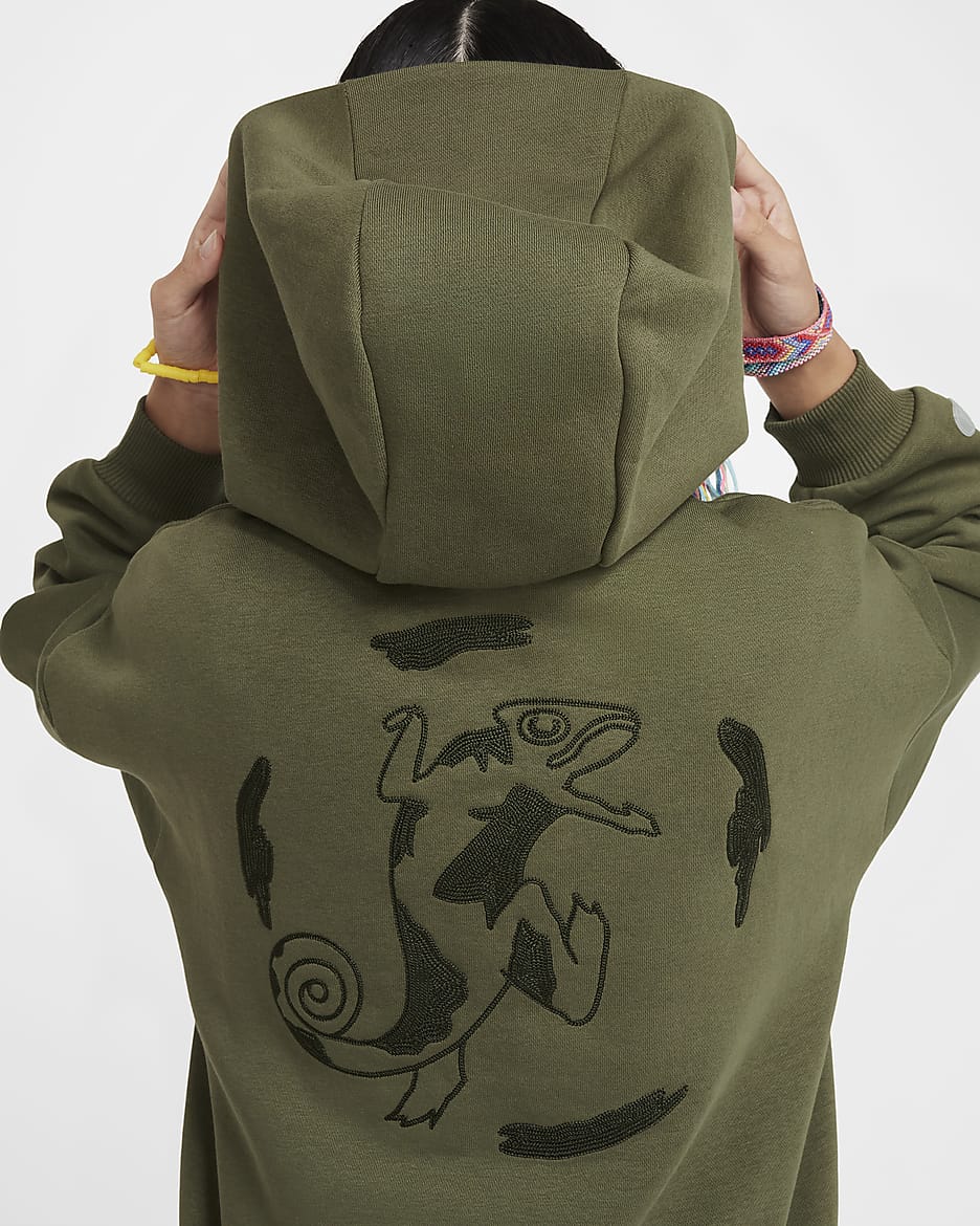 Hoodie de skateboard folgado Nike SB Júnior - Medium Olive/Branco