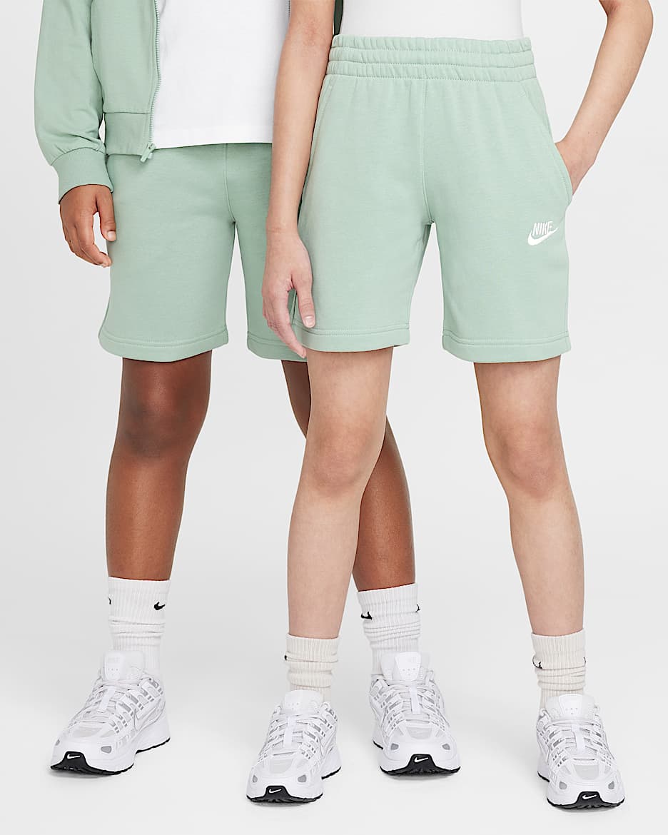 Shorts Nike Sportswear Club Fleece i sweatshirttyg för ungdom - Steam/Vit