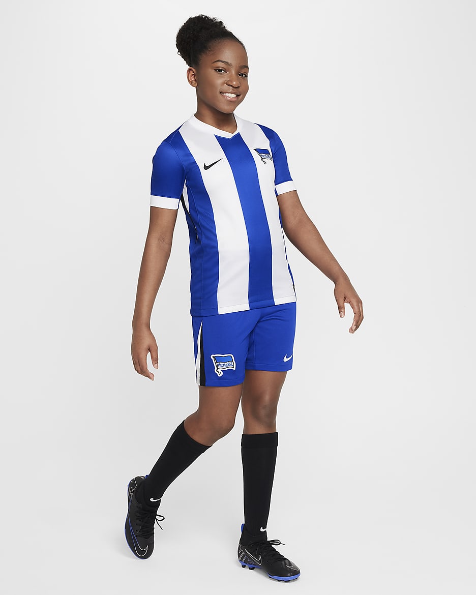 Hertha BSC 2024/25 Stadium Home Nike Replica Fußballtrikot mit Dri-FIT-Technologie für ältere Kinder - Old Royal/Weiß/Schwarz