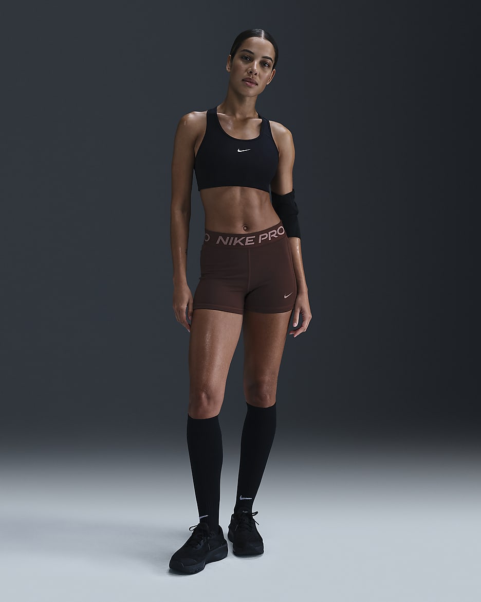 Cycliste taille mi-haute Nike Pro Leak Protection: Period 8 cm pour femme - Earth/Smokey Mauve