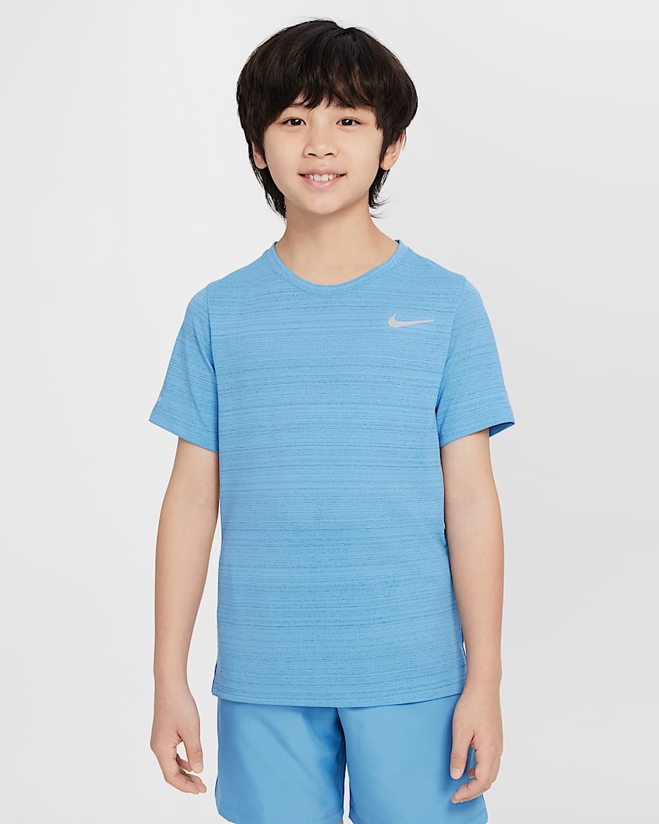 Nike Dri-FIT Miler treningsoverdel til store barn (gutt) - Blue Beyond
