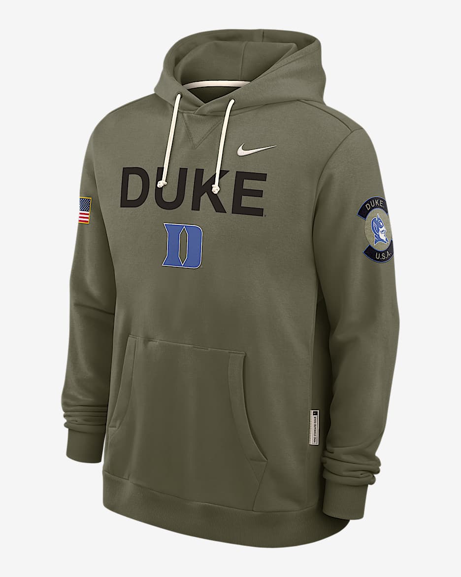 Duke 2025 Military Appreciation Men's Nike Dri-FIT College Pullover Hoodie - Olive
