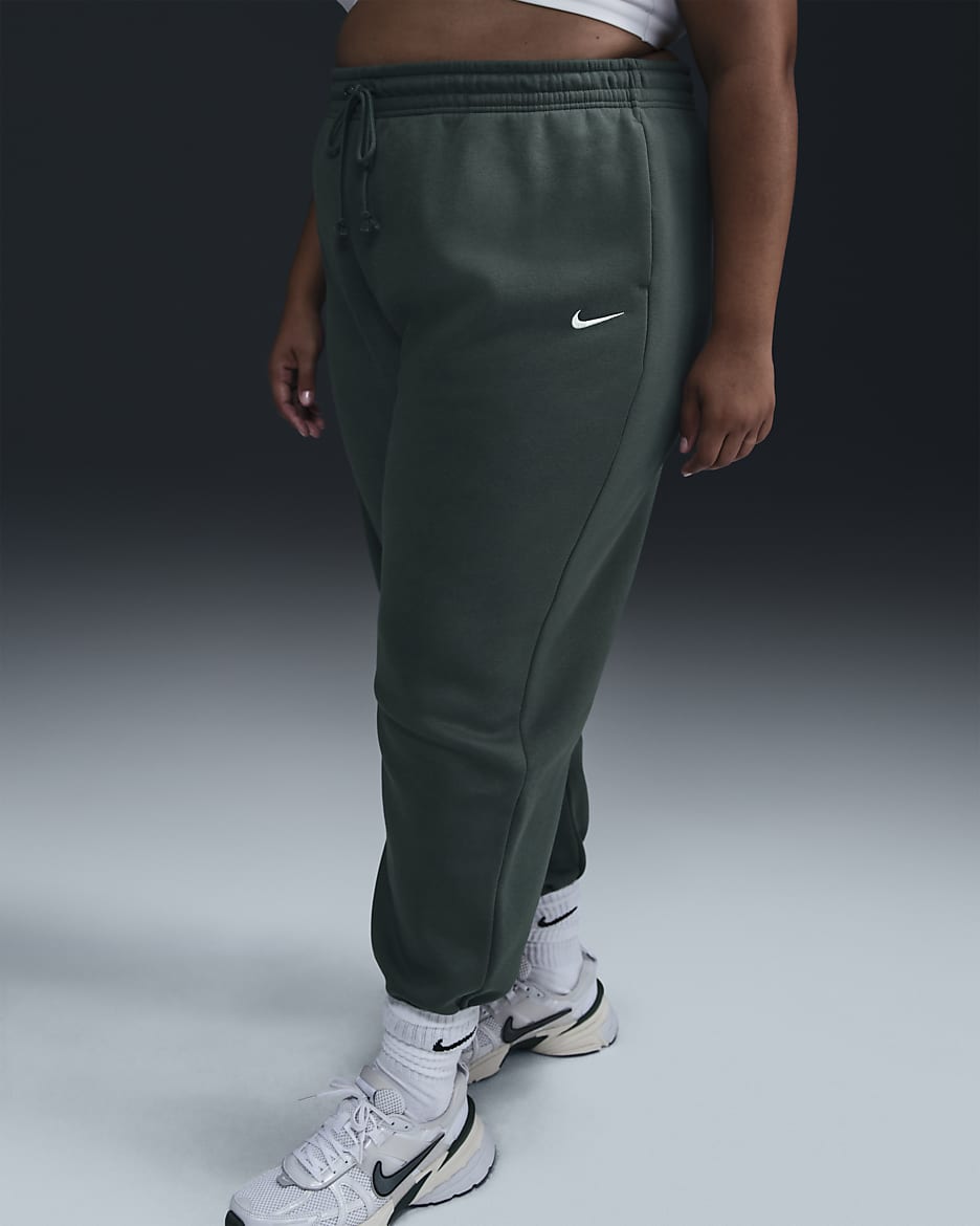 Nike Sportswear Phoenix Fleece Women's High-Waisted Oversized Tracksuit Bottoms (Plus Size) - Vintage Green/Sail