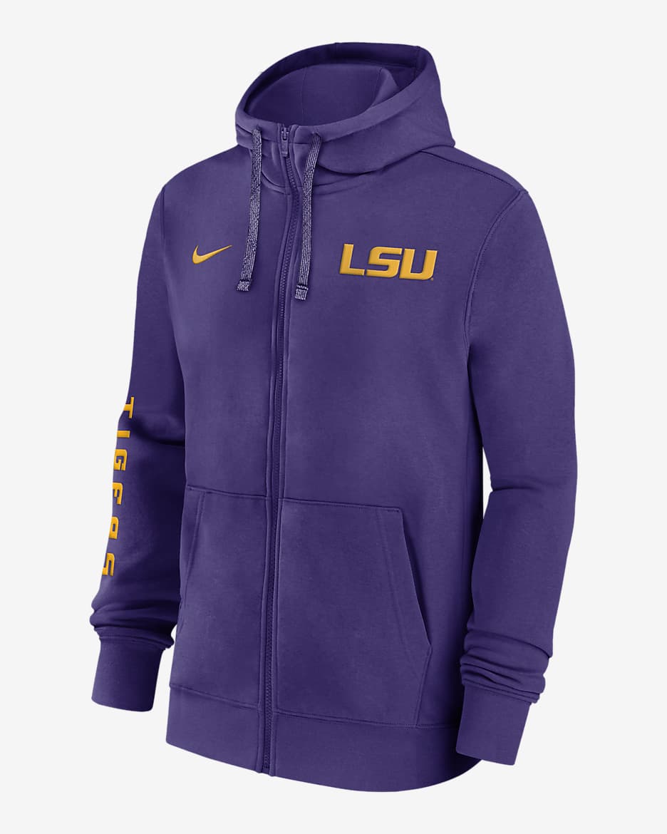 Sudadera con gorro de cierre completo universitaria Nike para hombre LSU Tigers Sideline Team Issue - Morado