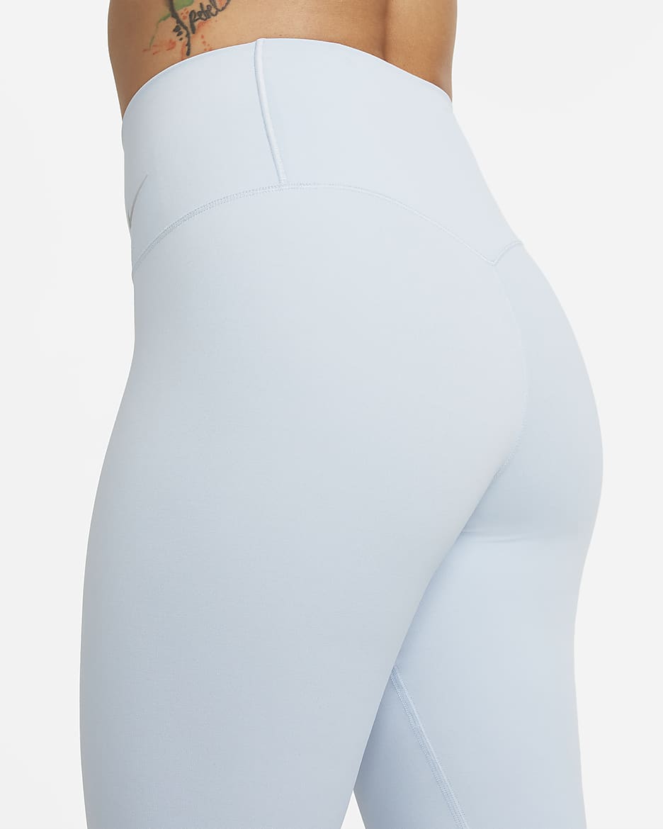 Nike Zenvy leggings i 7/8 lengde med lett støtte og høyt liv til dame - Light Armory Blue/Svart