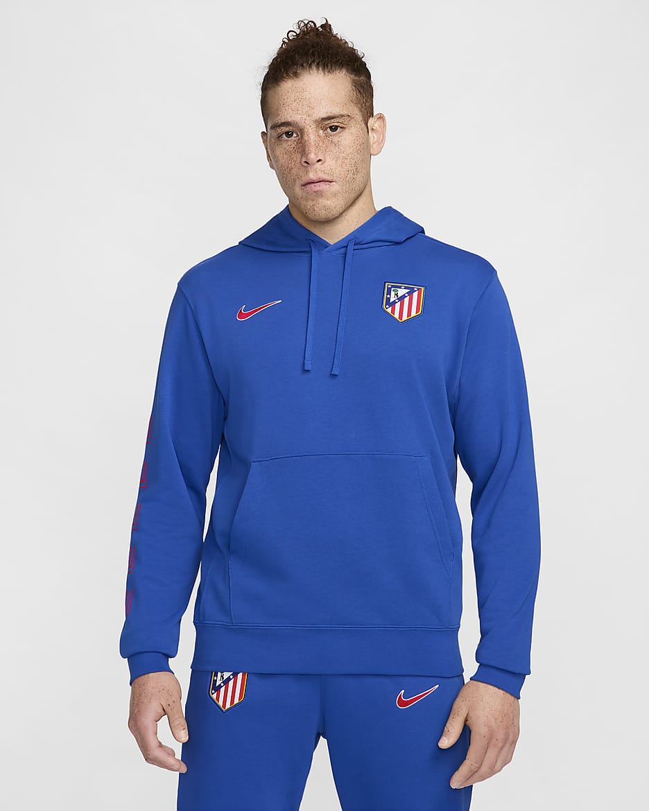 Primera equipación Club Atlético de Madrid Sudadera con capucha de fútbol de tejido French terry Nike - Hombre - Game Royal/Carmesí claro