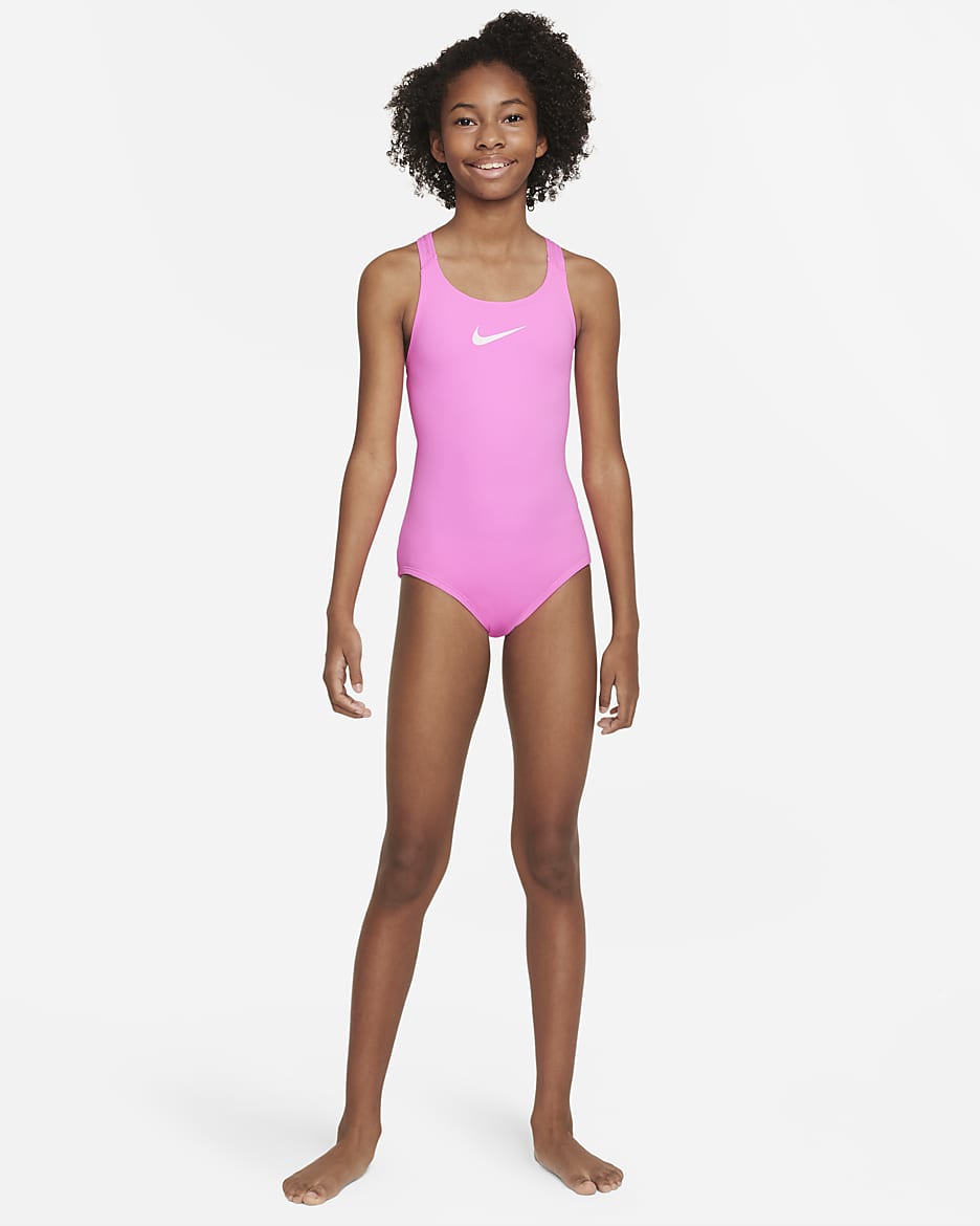 Traje de baño de una sola pieza con espalda deportiva para niña talla grande Nike Essential - Hechizo rosa