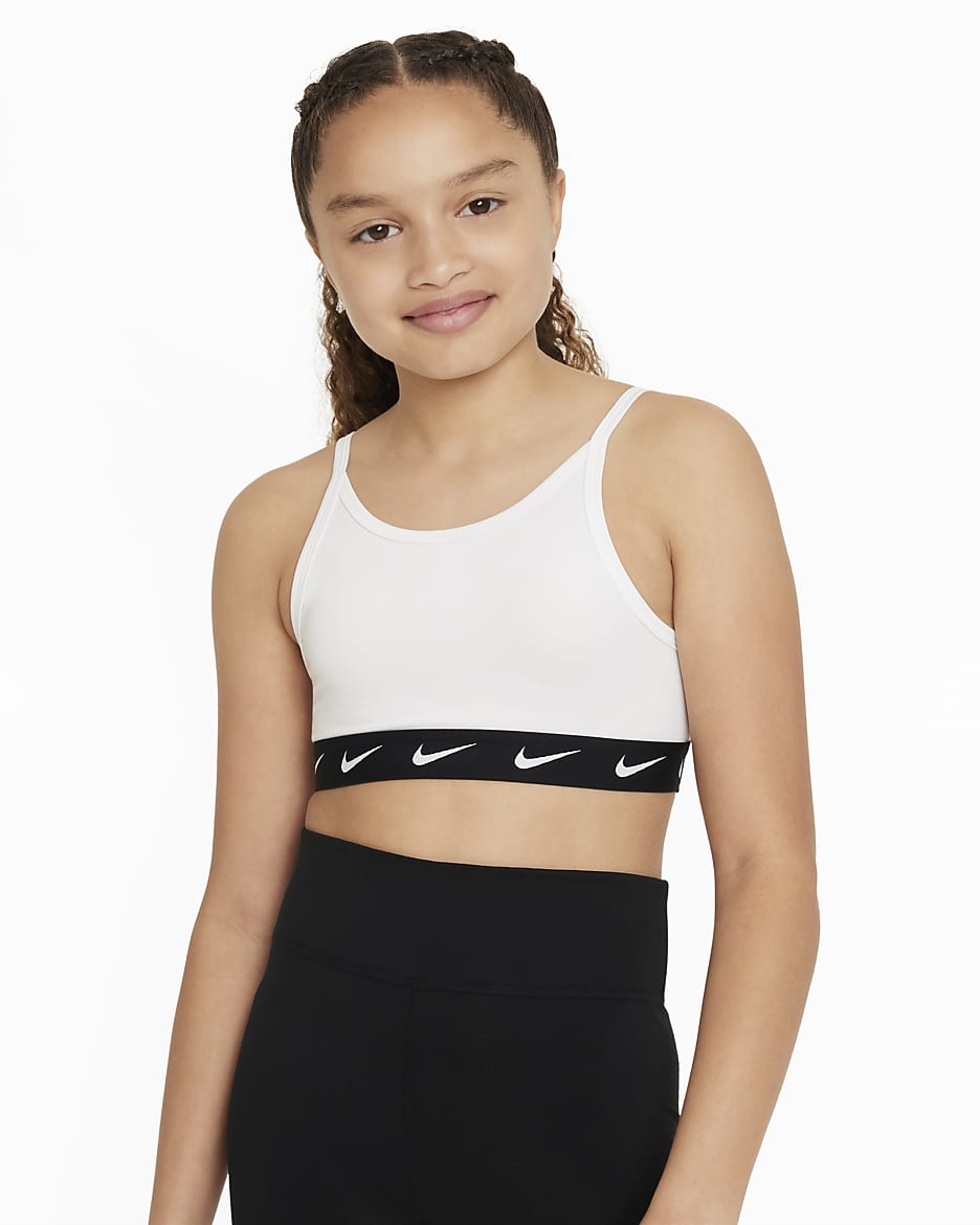 Sportovní podprsenka Nike One pro větší děti (dívky) - Bílá/Černá