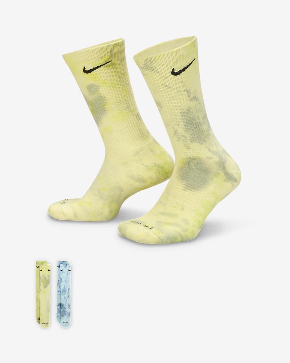 Nike Everyday Plus Cushioned Crew Socks (2 Pairs) - Multi-Color