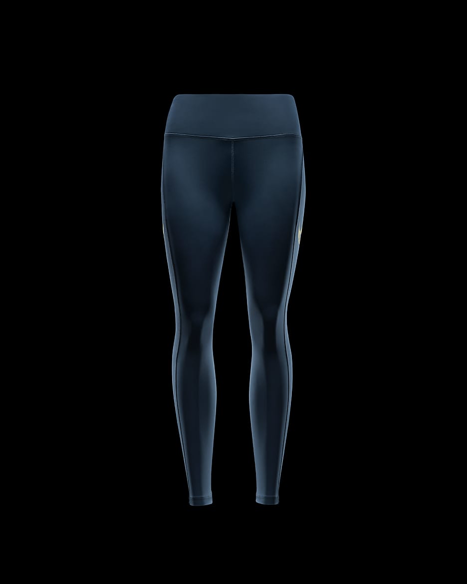 Nike Fast Swoosh Women's Mid-Rise 7/8 Running Leggings with Pockets - Armoury Navy/Bright Cactus