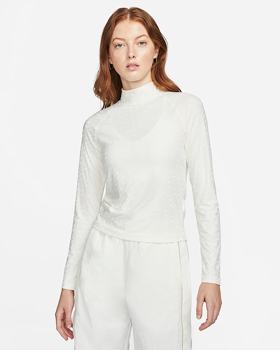 Camiseta de manga larga y cuello alto para mujer Nike Sportswear Icon Clash - Vela