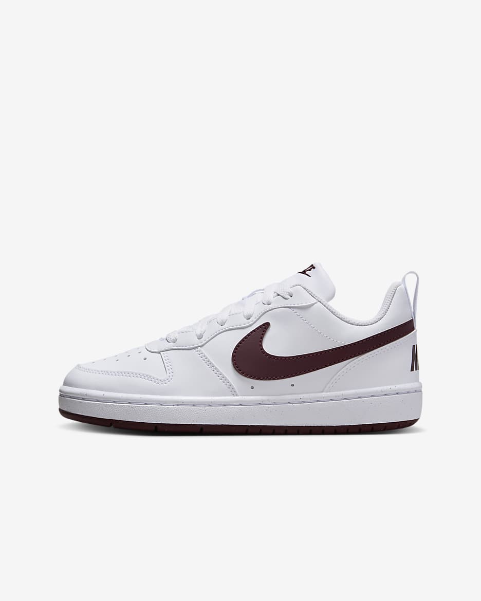 รองเท้าเด็กโต Nike Court Borough Low Recraft - ขาว/Burgundy Crush