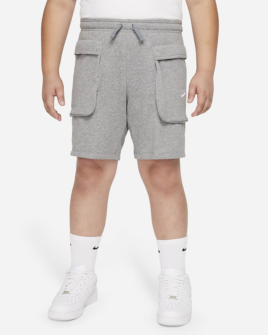 Nike Sportswear Big Kids' (Boys') Cargo Shorts (Extended Size) - Carbon Heather/White
