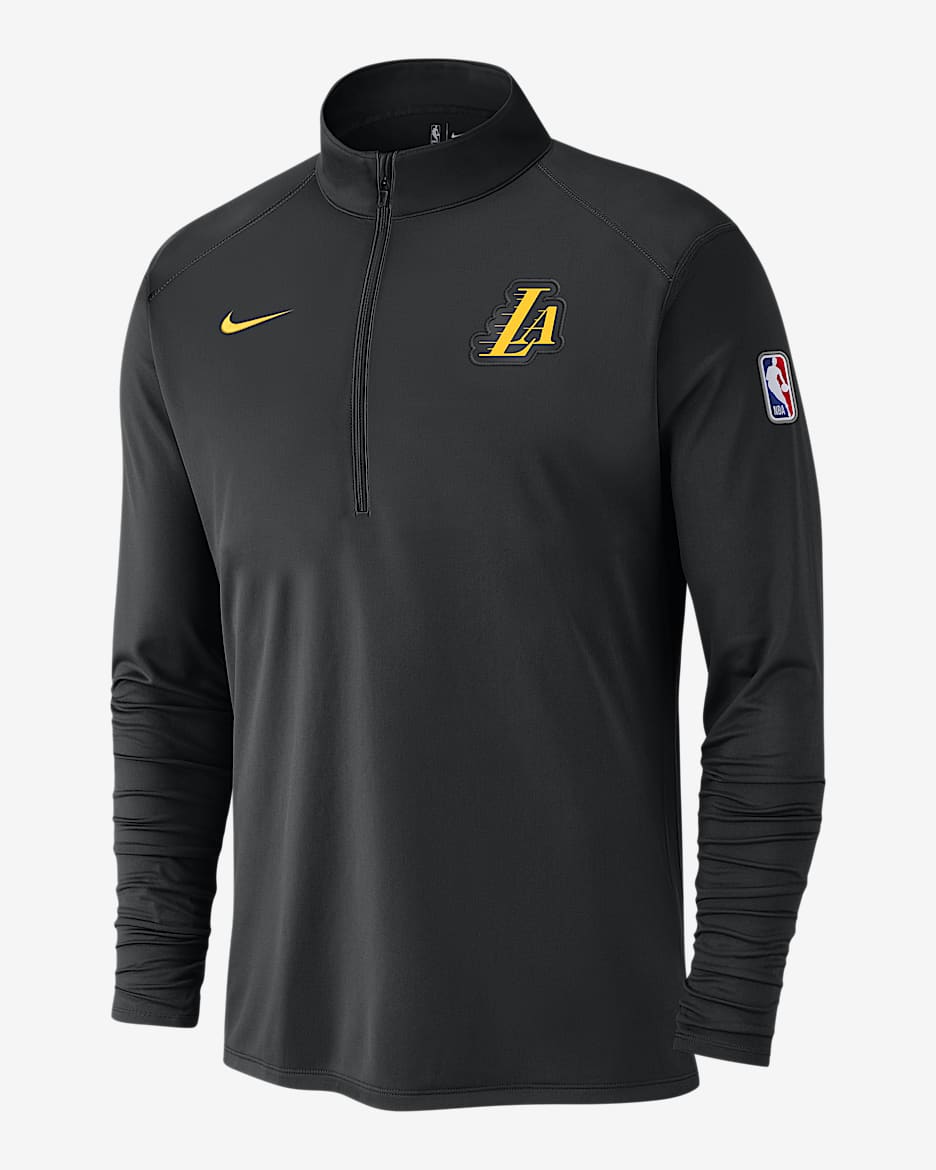 Playera de manga larga Nike Dri-FIT de la NBA de 1/2 cierre para hombre Los Angeles Lakers City Edition - Negro/Negro/Amarillo