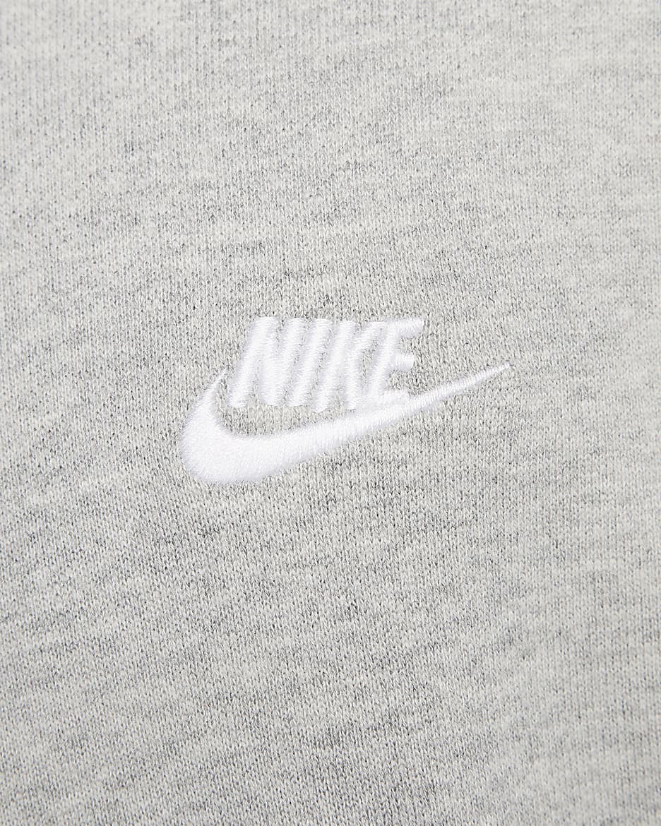 Nike Club Fleece Men's Oversized French Terry Pullover Hoodie - Dark Grey Heather/Light Smoke Grey/White