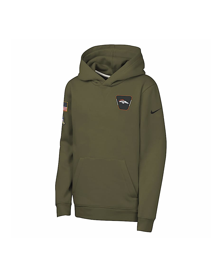 Nike Club Fleece (NFL Denver Broncos) Big Kids' "Salute to Service" Pullover Hoodie - Olive