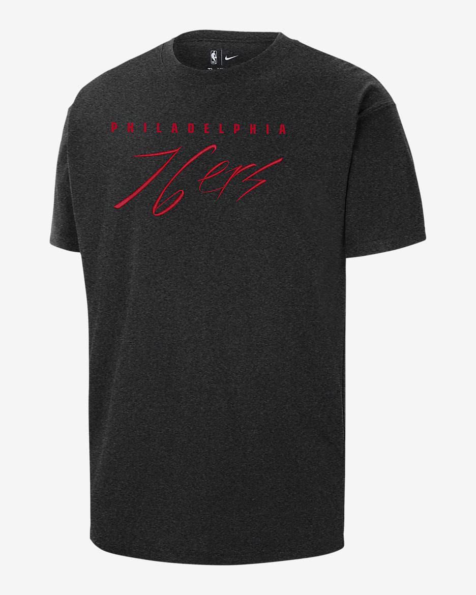 Philadelphia 76ers Courtside Men's Nike NBA Max90 T-Shirt - Black Heather