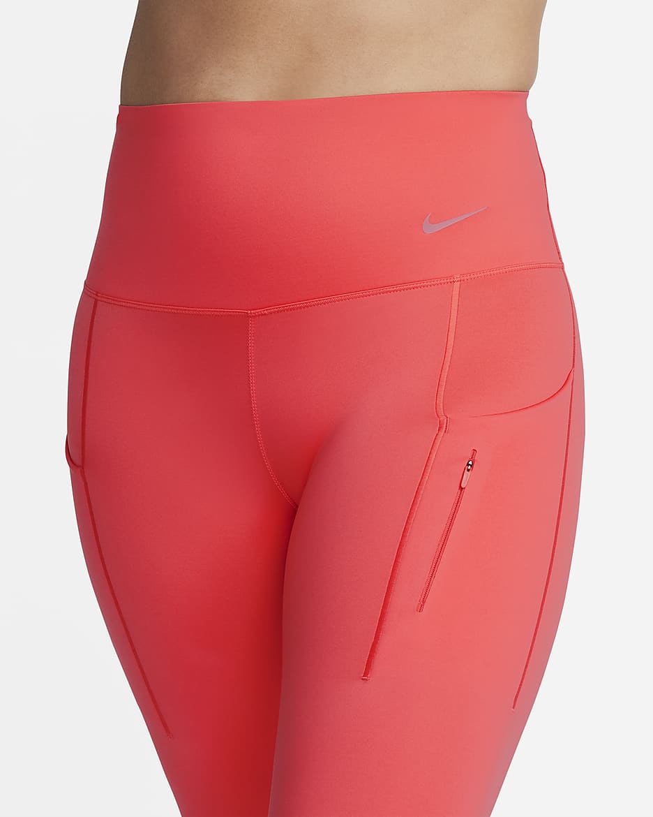 Leggings de tiro alto de 7/8 de sujeción firme con bolsillos para mujer Nike Go - Brasa resplandor/Negro