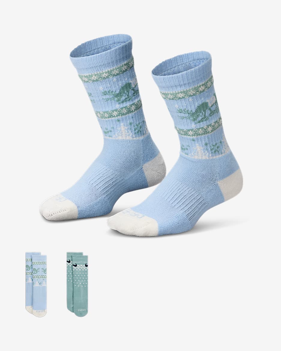 Calcetas Dri-FIT Fairisle para niños talla pequeña (2 pares) Nike - Azul militar claro