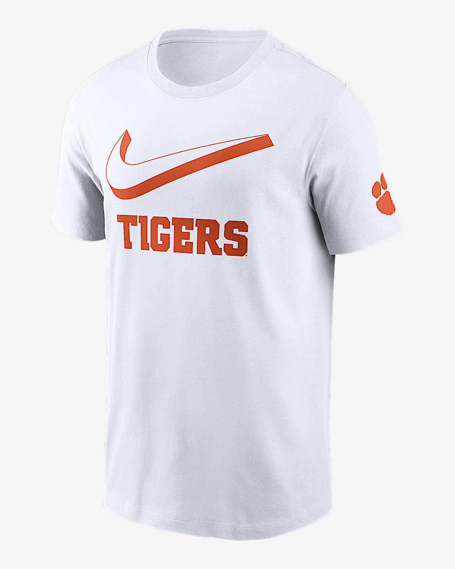 Clemson Primetime Campus 2-Hit Swoosh Men's Nike College T-Shirt - White