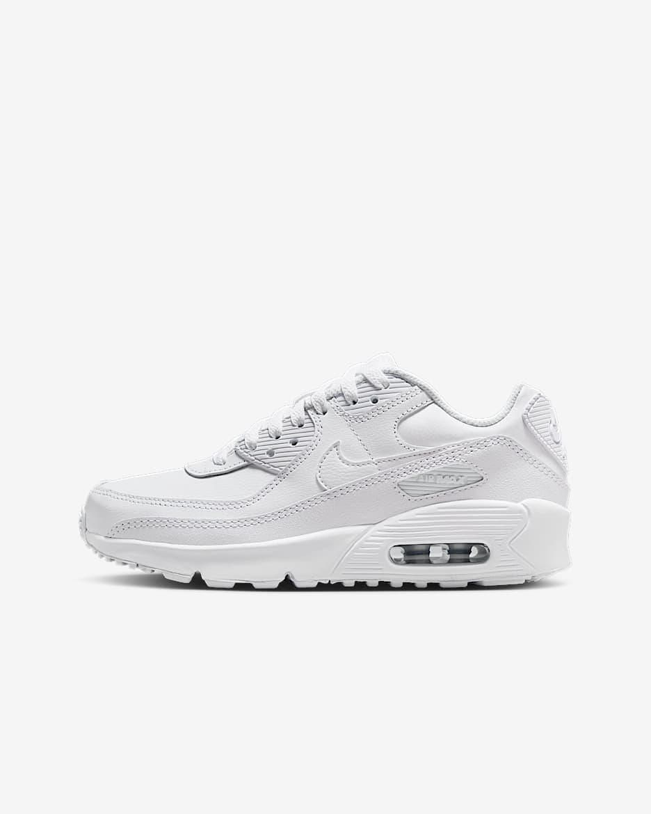 Tenis para niños grandes Nike Air Max 90 LTR - Blanco/Plata metalizado/Blanco/Blanco