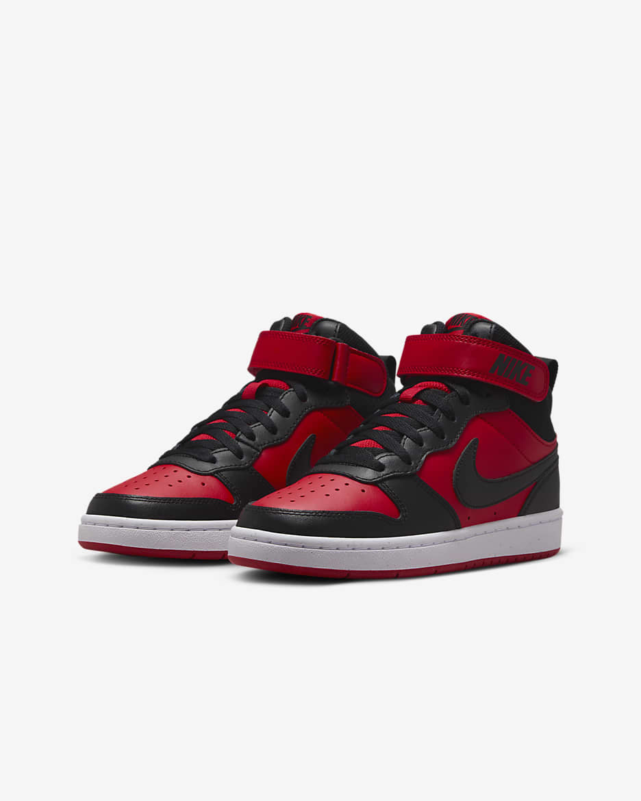 Nike Court Borough Mid 2 Schuh für ältere Kinder - University Red/Weiß/Schwarz