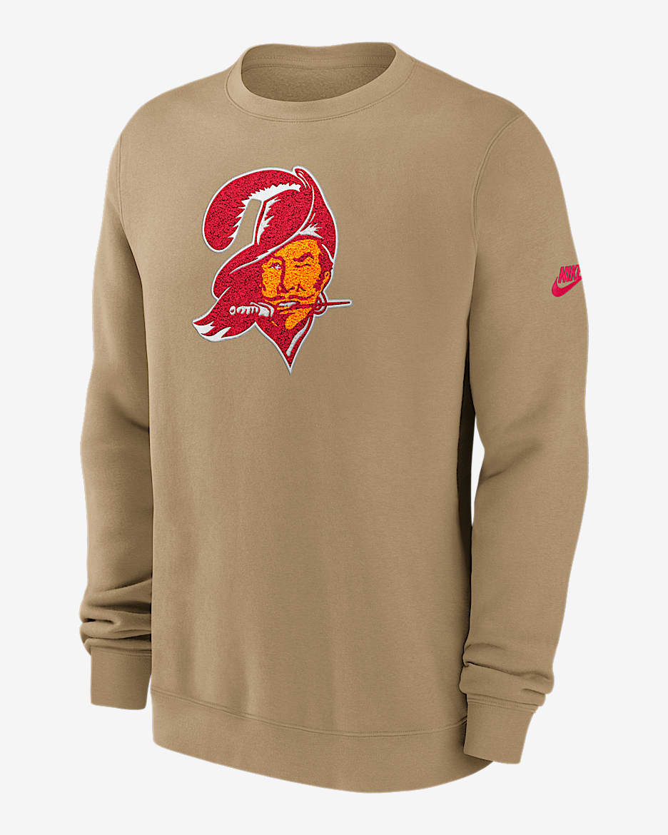 Tampa Bay Buccaneers Swing Pass Rewind Club Men's Nike NFL Pullover Crew - Tan/Beige