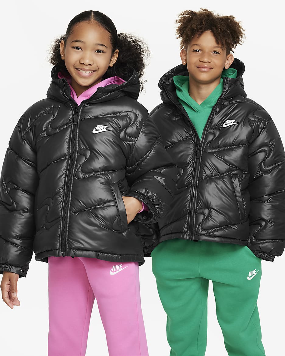 Nike Sportswear Therma-FIT Repel Heavyweight Synthetic Fill Older Kids' Loose Jacket - Black/Black/White