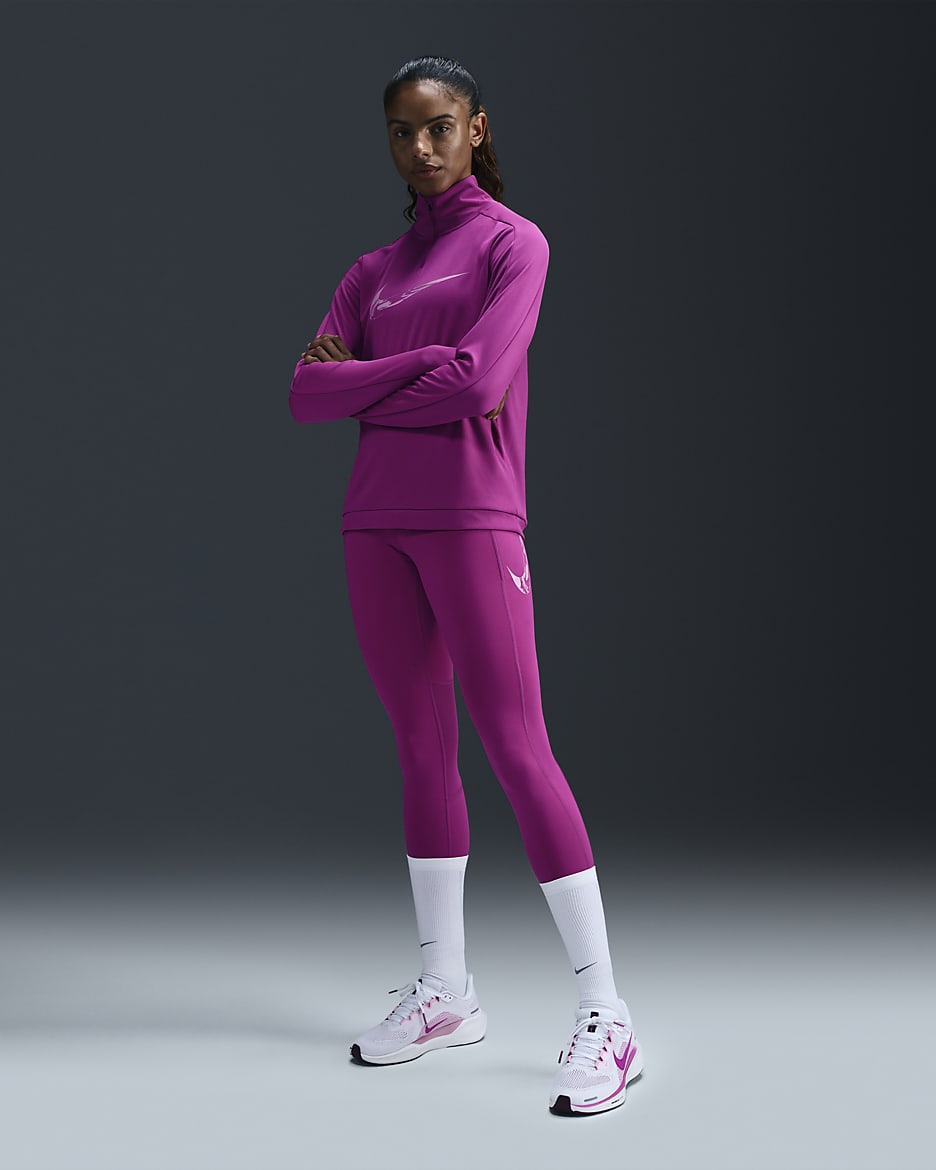 Nike Fast Women's Mid-Rise 7/8 Running Leggings with Pockets - Hot Fuchsia/Beyond Pink