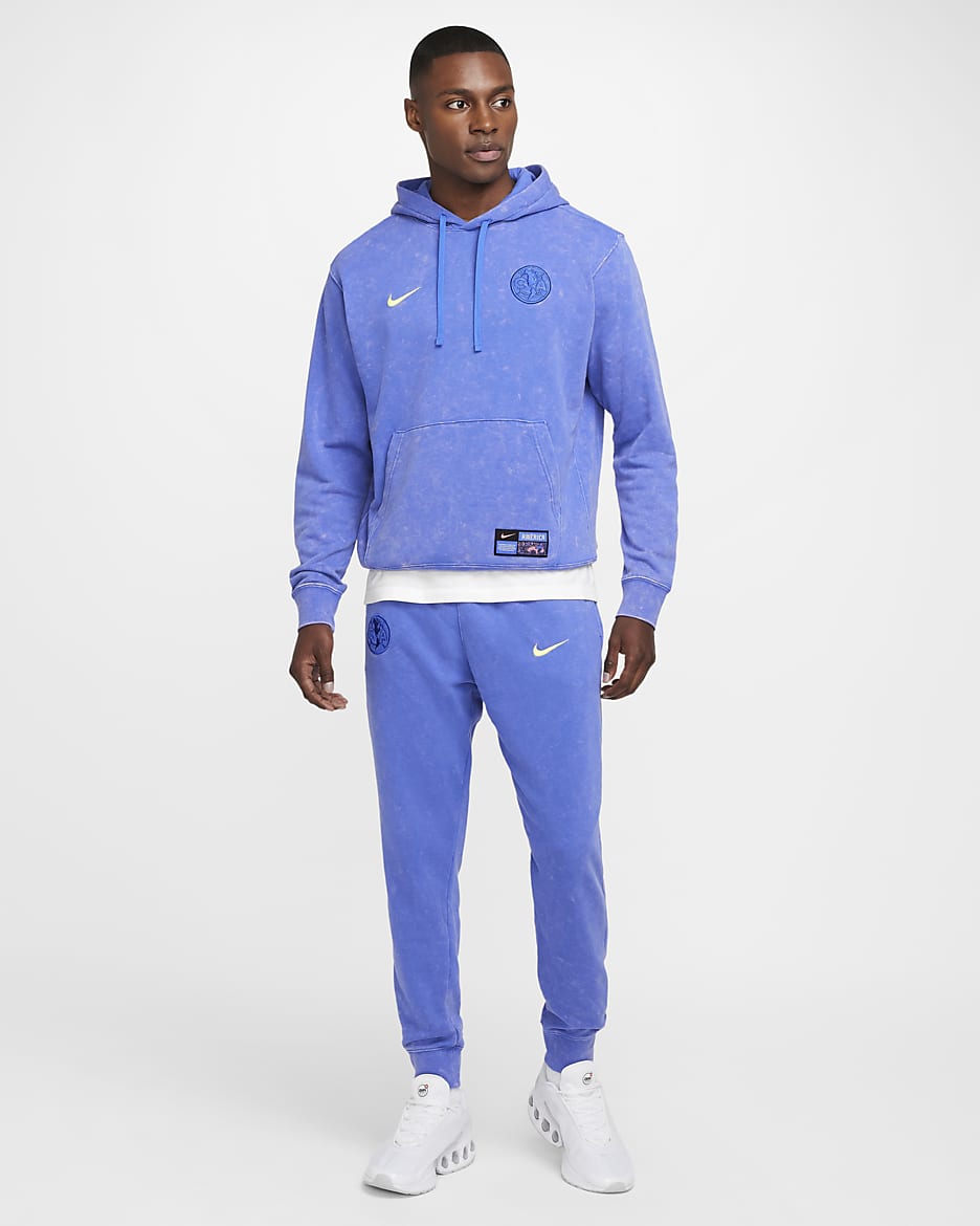 Club América Club Third Men's Nike Soccer French Terry Pullover Hoodie - Medium Blue/Lemon Chiffon