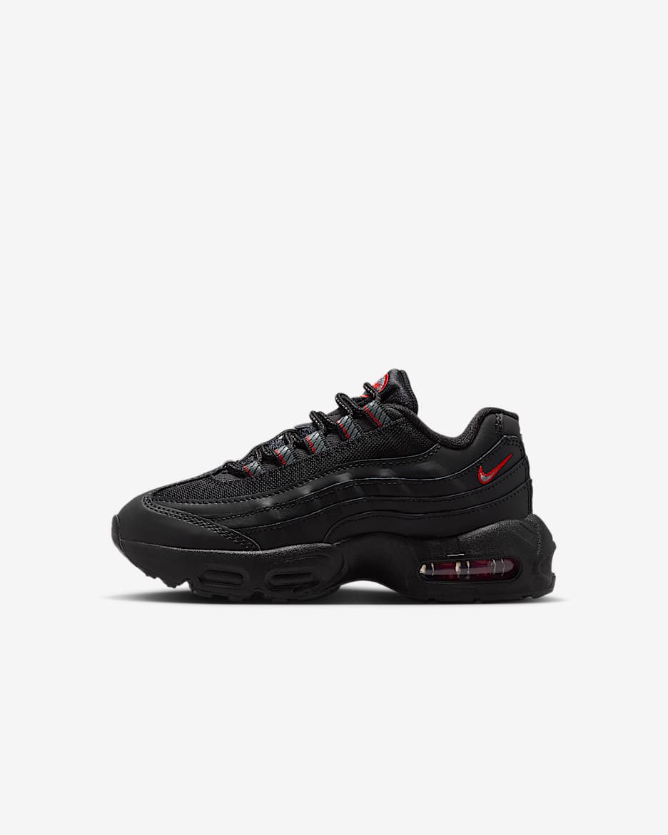 Nike Air Max 95 Recraft-sko til mindre børn - sort/University Red/hvid/Smoke Grey