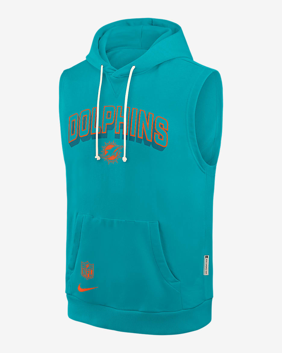 Sudadera con gorro sin cierre sin mangas Nike Dri-FIT de la NFL para hombre Miami Dolphins Sideline - Verde