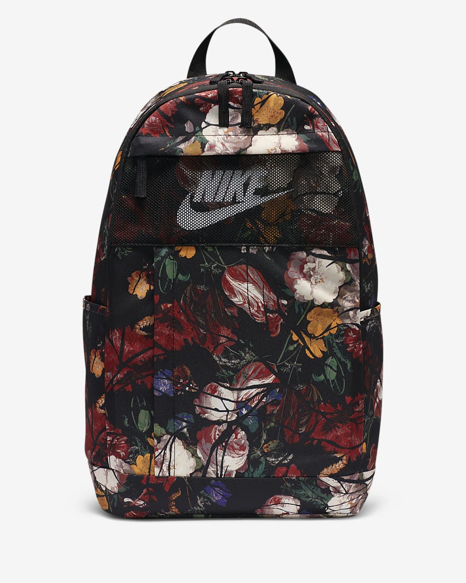 Nike Floral Backpack (21L) - Black/Black/White