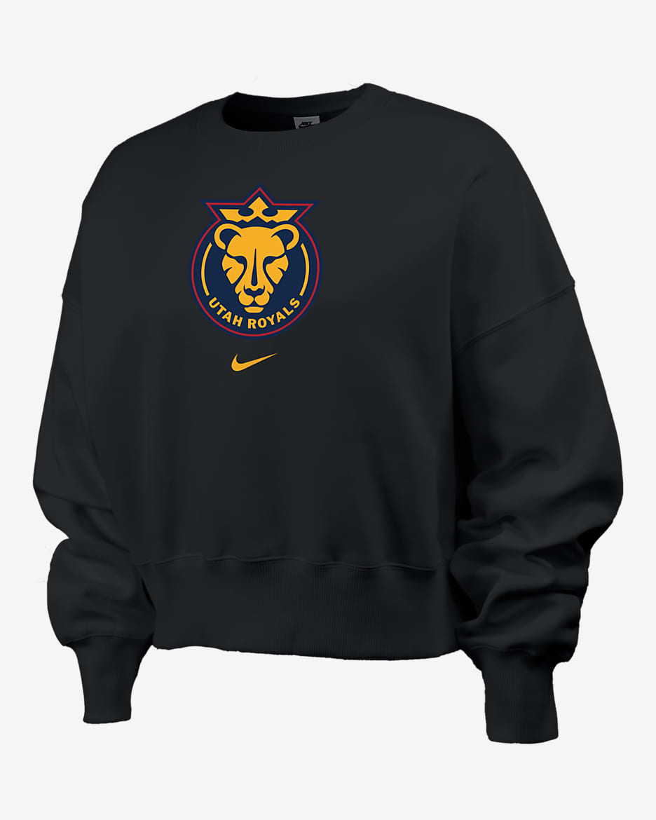 Sudadera de cuello redondo Nike de la NWSL para mujer Utah Royals FC Phoenix Fleece - Negro