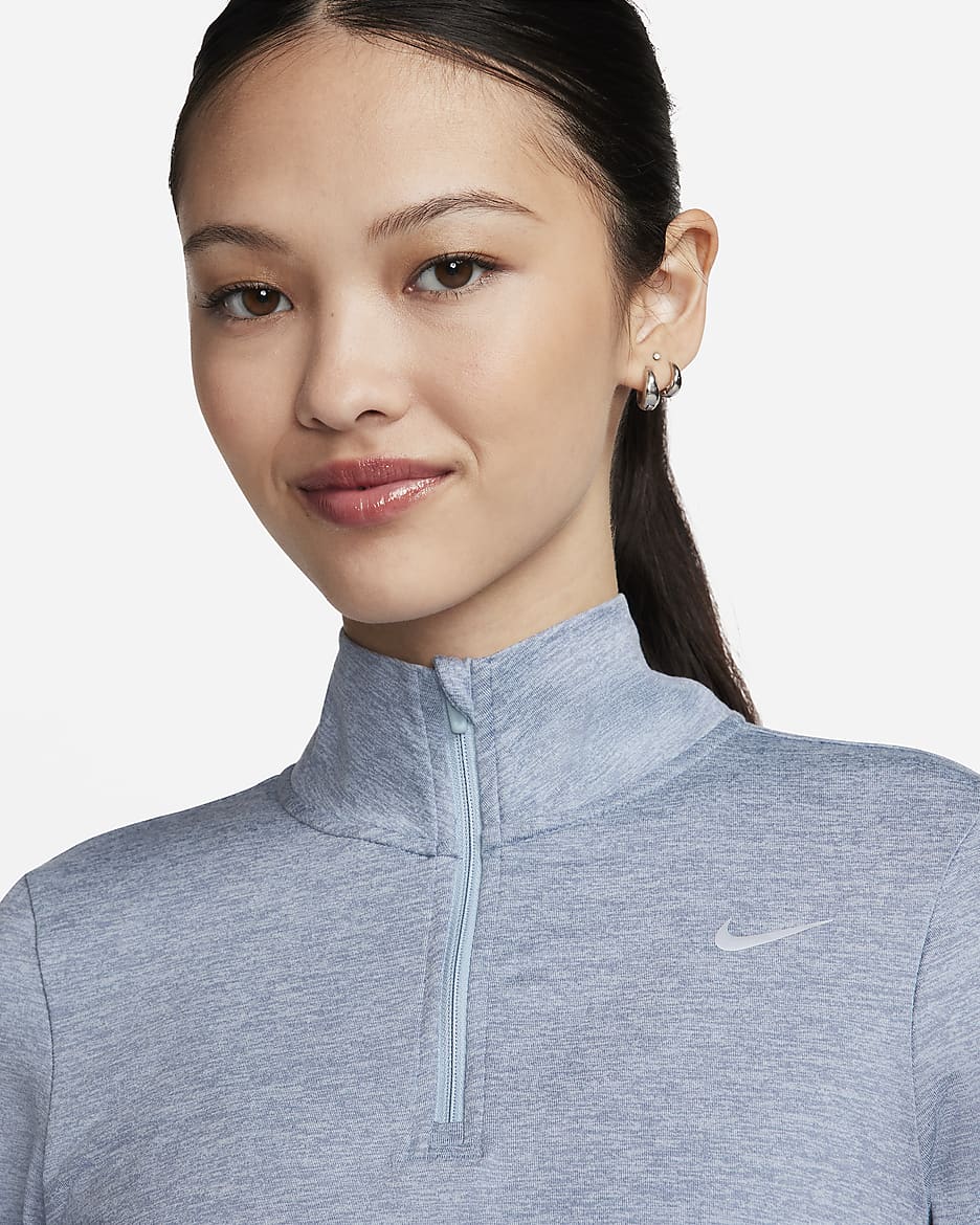 Nike Dri-FIT Swift Element UV Women's 1/4-Zip Running Top - Light Armory Blue/Ashen Slate/Heather