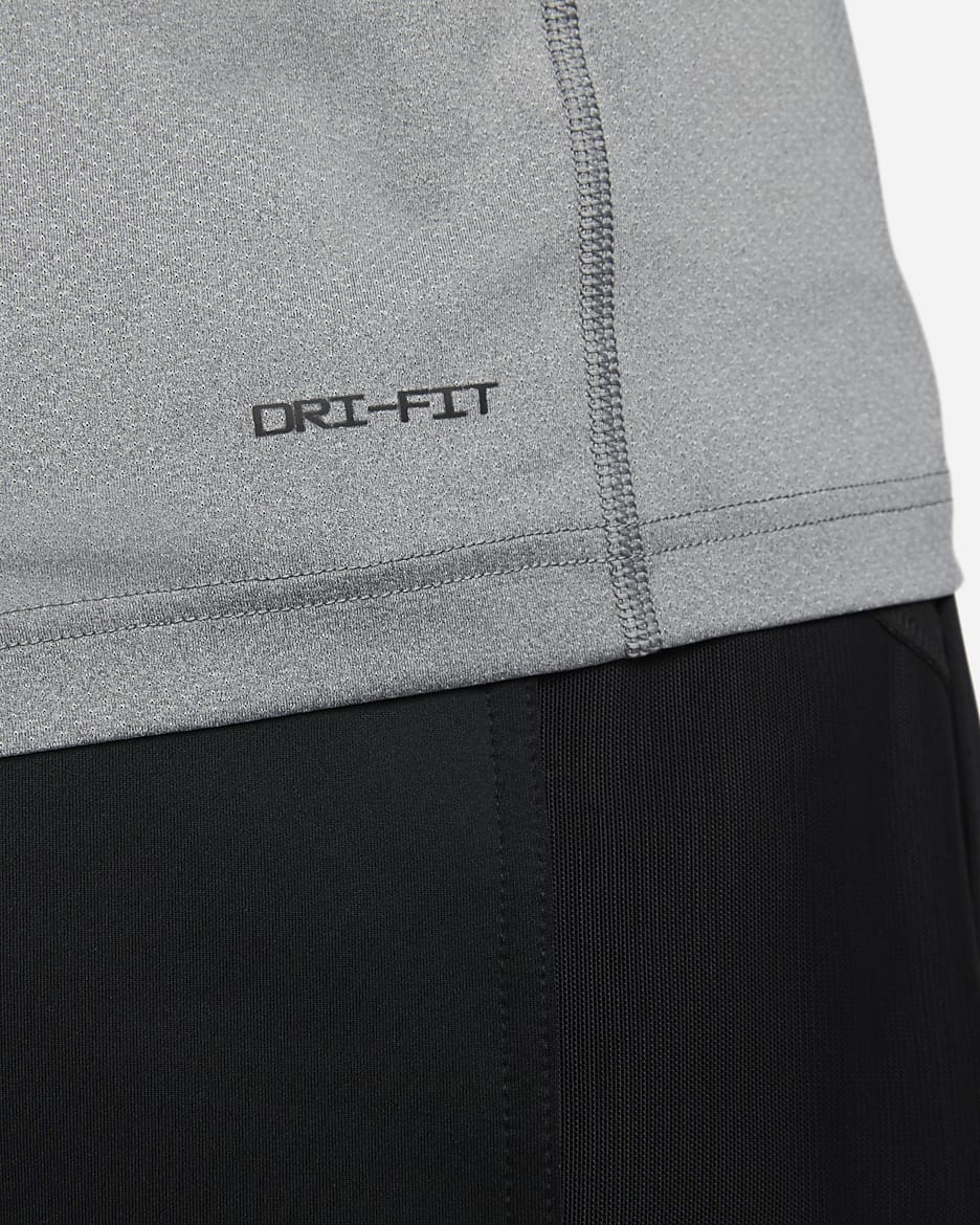 Haut de fitness à manches courtes Dri-FIT Nike Ready pour homme - Smoke Grey/Heather/Noir