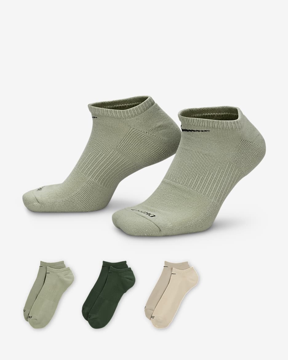 Nike Everyday Plus Cushion Training No-Show Socks (3 Pairs) - Multi-Color
