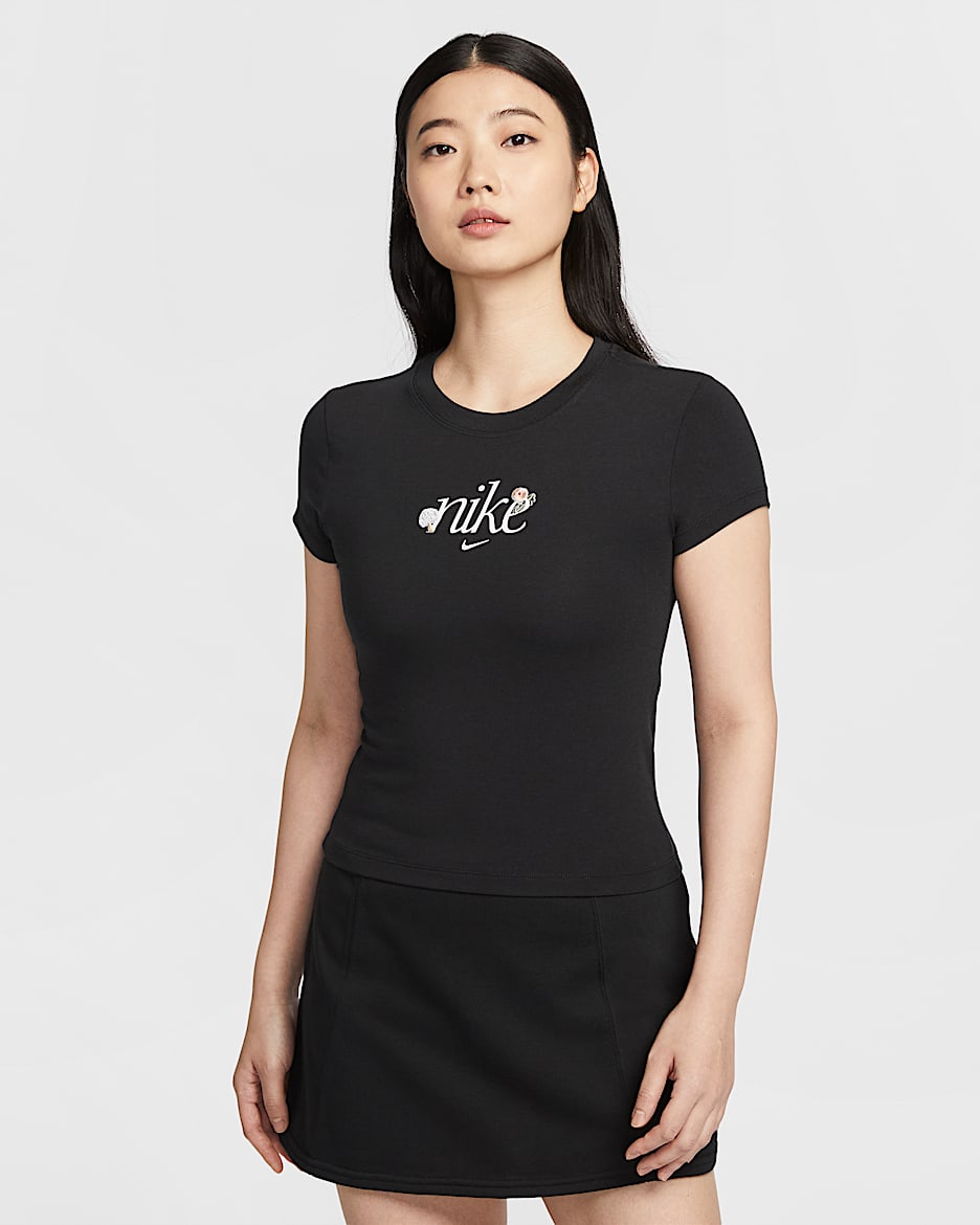 ナイキ スポーツウェア チル ニット ウィメンズ スリム グラフィック Tシャツ - ブラック