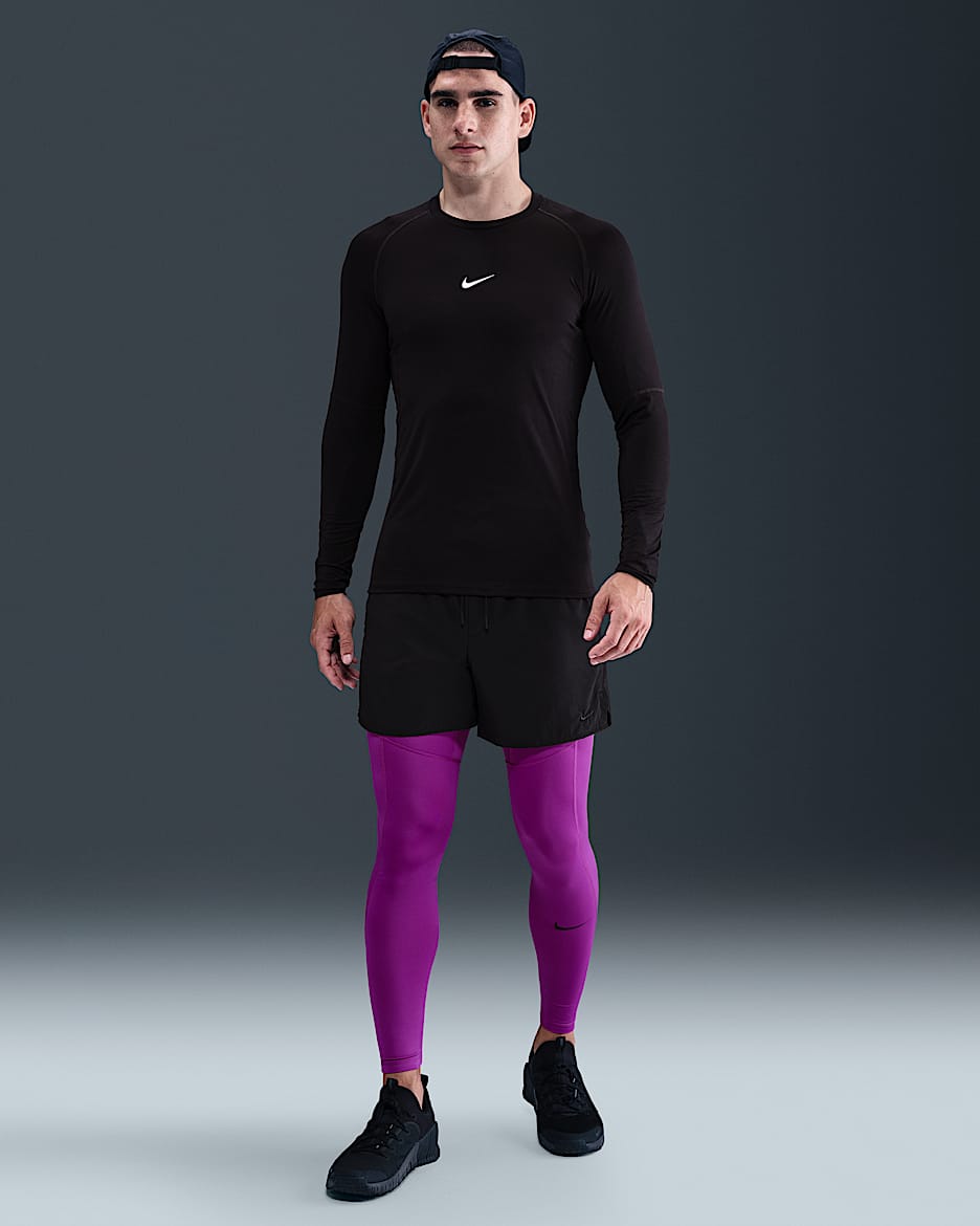 Nike Pro Men's Dri-FIT Fitness Tights - Vivid Purple/Black