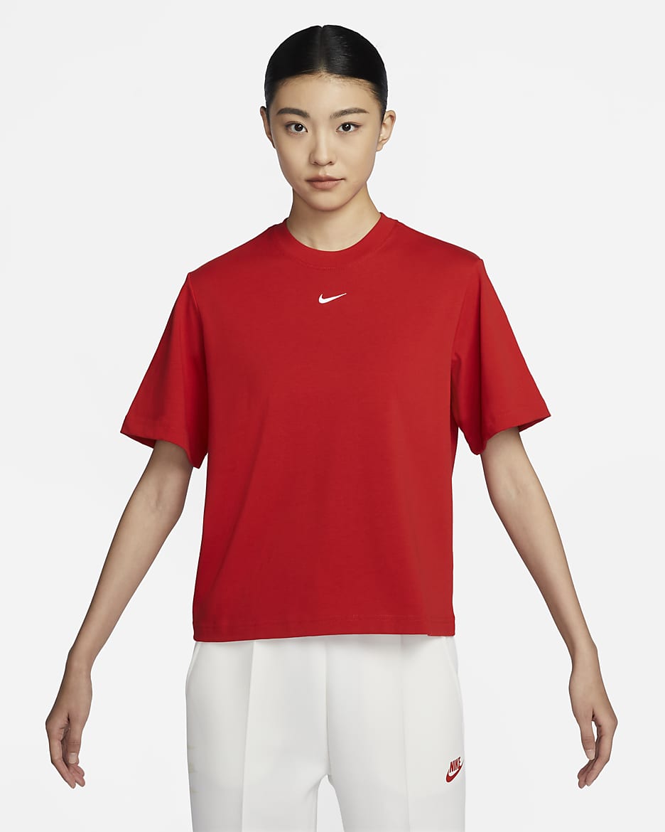 Nike Sportswear Essential 女款寬版 T 恤 - University Red