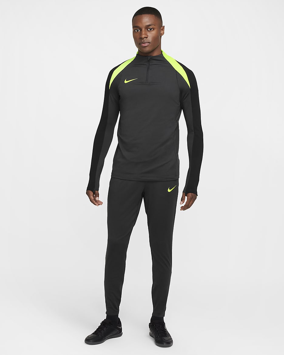 Nike Strike Dri-FIT voetbaltrainingstop met halflange rits voor heren - Anthracite/Zwart/Volt/Volt