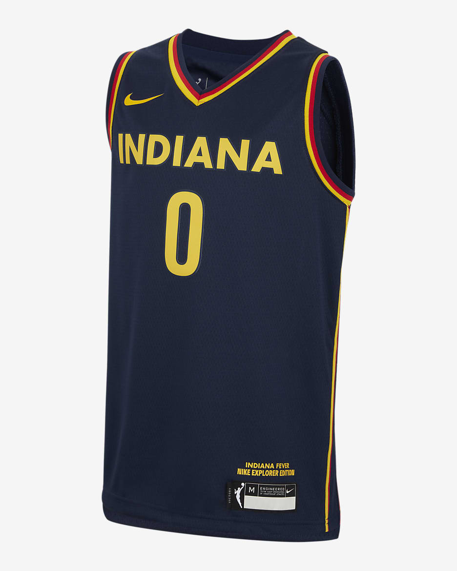 Jersey Nike Dri-FIT de la WNBA Swingman para niños talla grande Kelsey Mitchell Indiana Fever 2024 Explorer Edition - Azul marino universitario