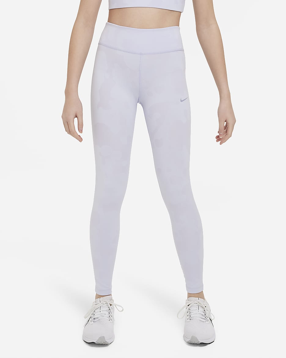 Nike Dri-FIT One 大童 (女童) 訓練內搭褲 - Oxygen Purple/Indigo Haze