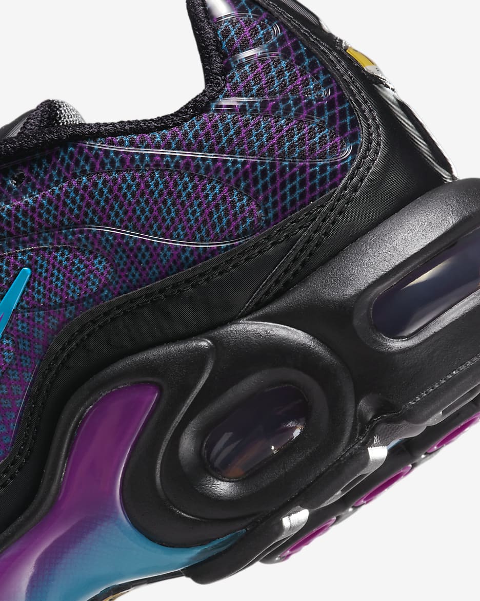 Nike Air Max Plus sko til store barn - Svart/Baltic Blue/Vivid Purple