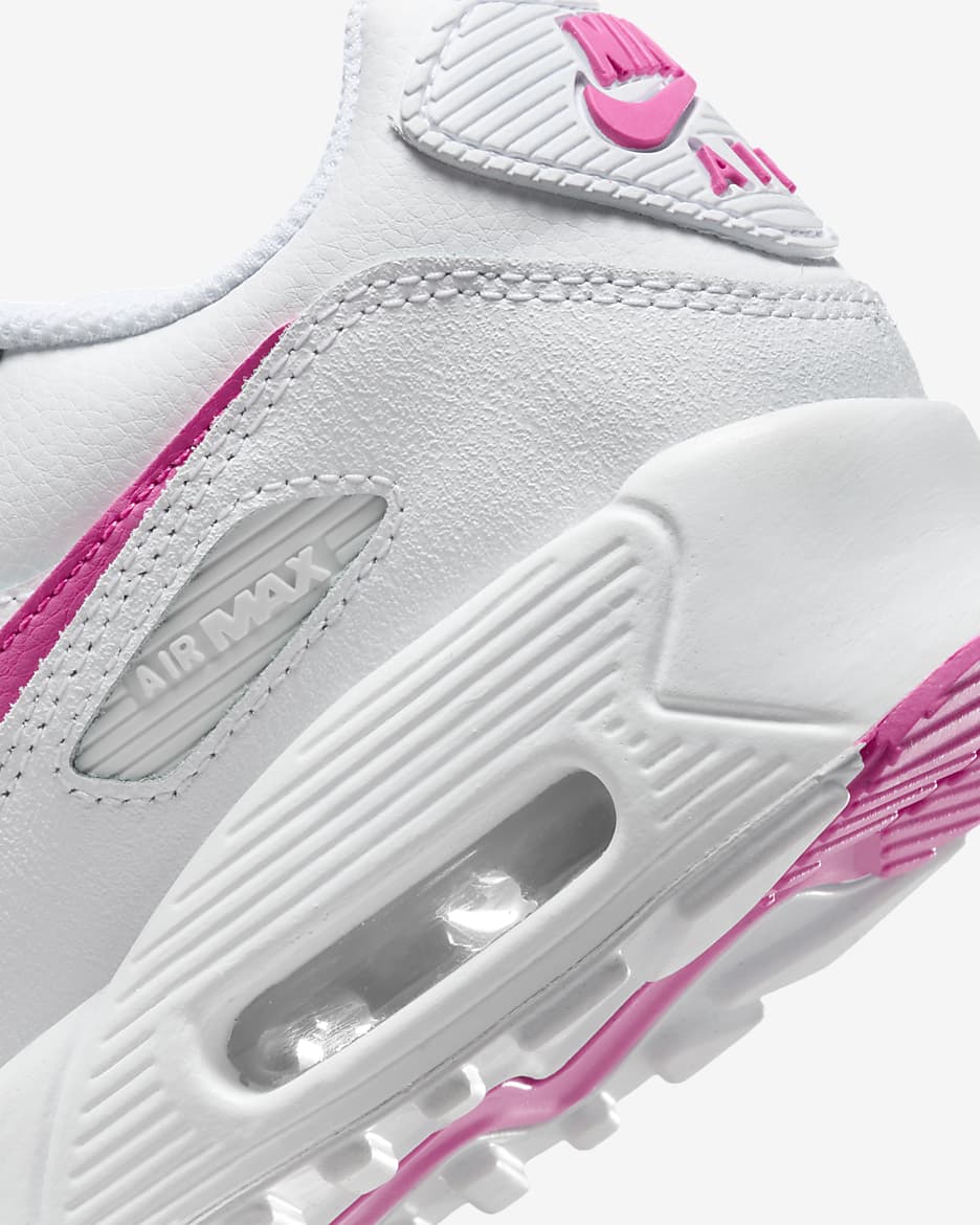 Nike Air Max 90 Older Kids' Shoe - White/Laser Fuchsia