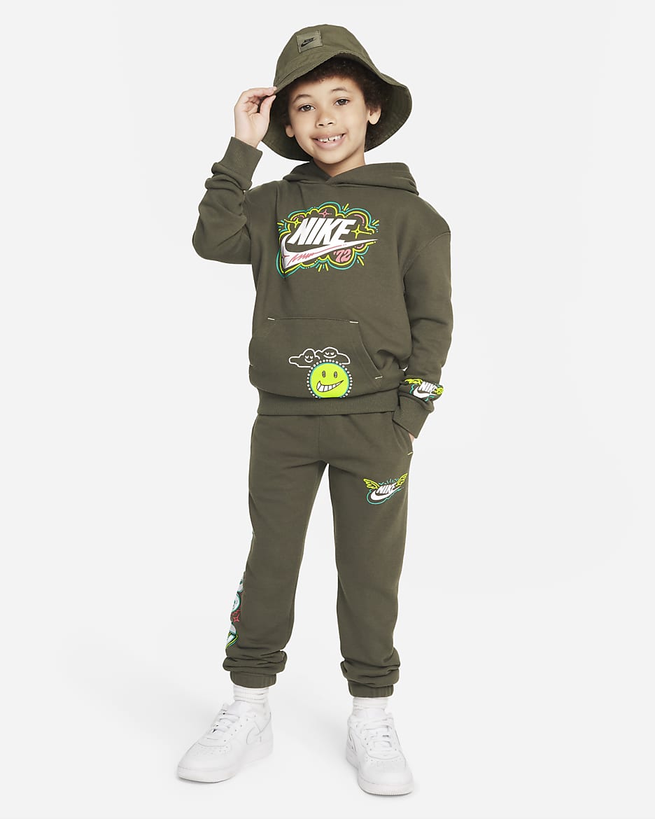 Nike Sportswear "Art of Play" French Terry Pullover Little Kids Hoodie - Cargo Khaki