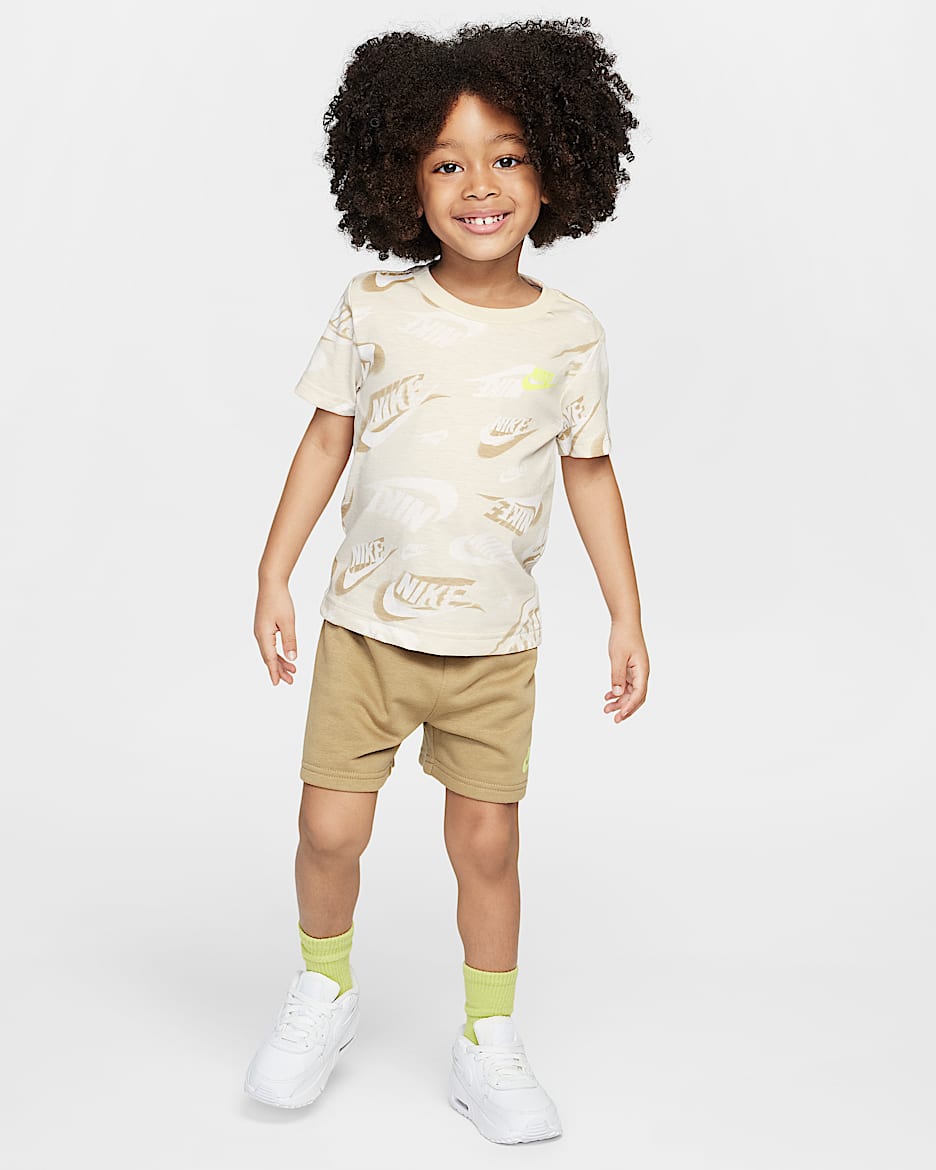 Nike Sportswear Toddler On the Move Printed Tee and French Terry Shorts Set - Parachute Beige