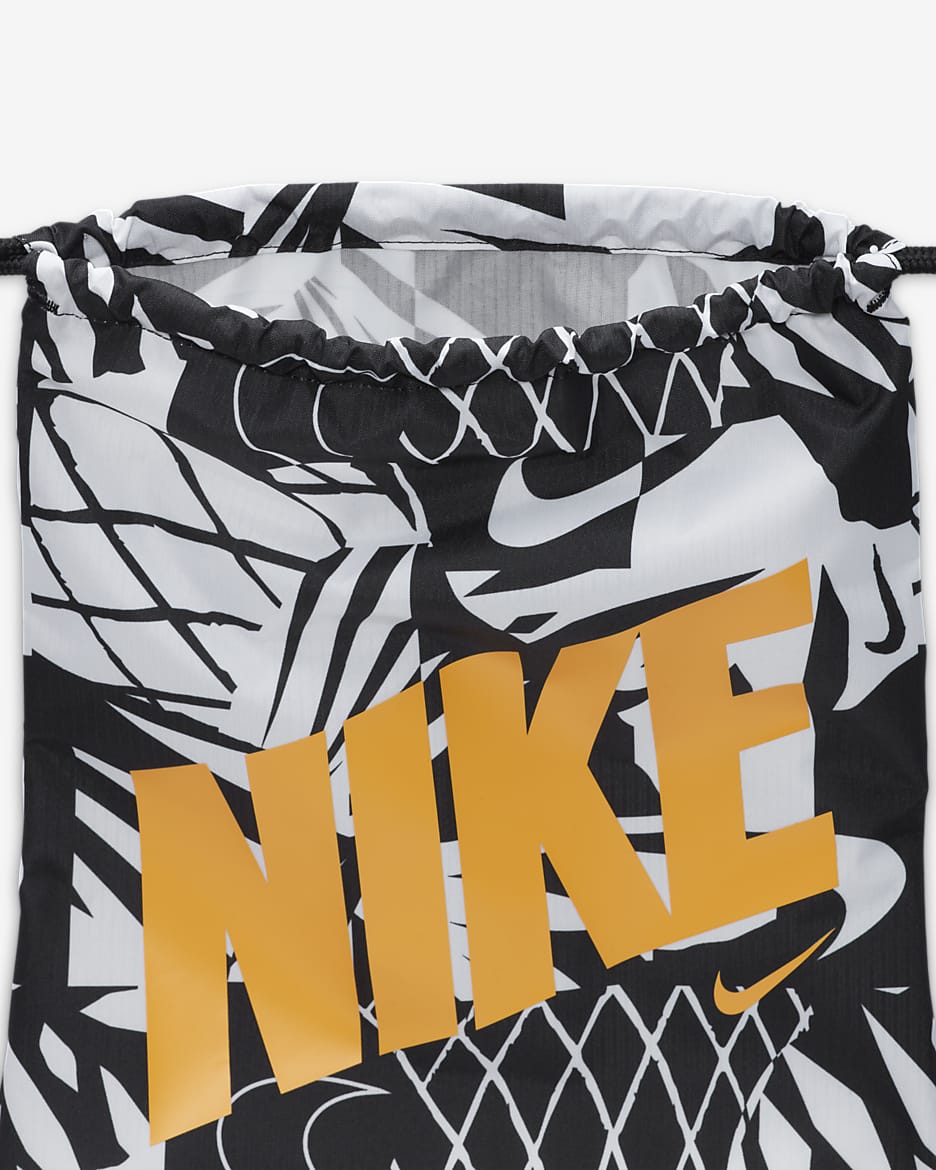 Nike Kids' Drawstring Bag (12L) - Black/White/Vivid Orange