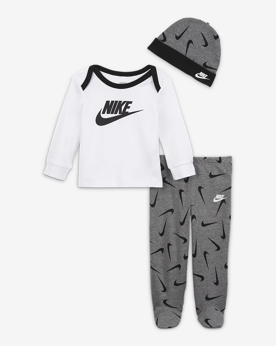 Nike Baby (0-9M) 3-Piece Set - Carbon Heather