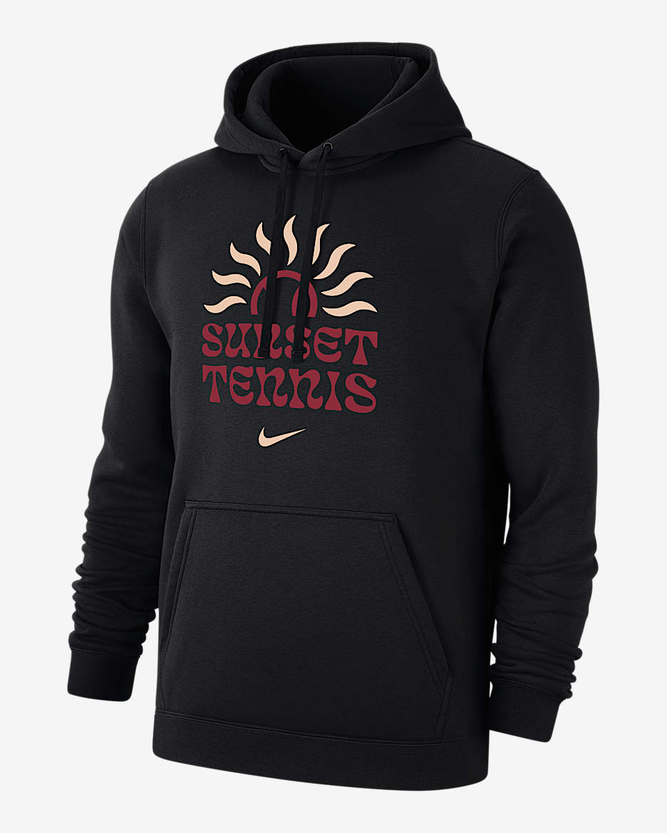 Sudadera con gorro sin cierre de tenis de tejido Fleece para hombre Nike Club - Negro